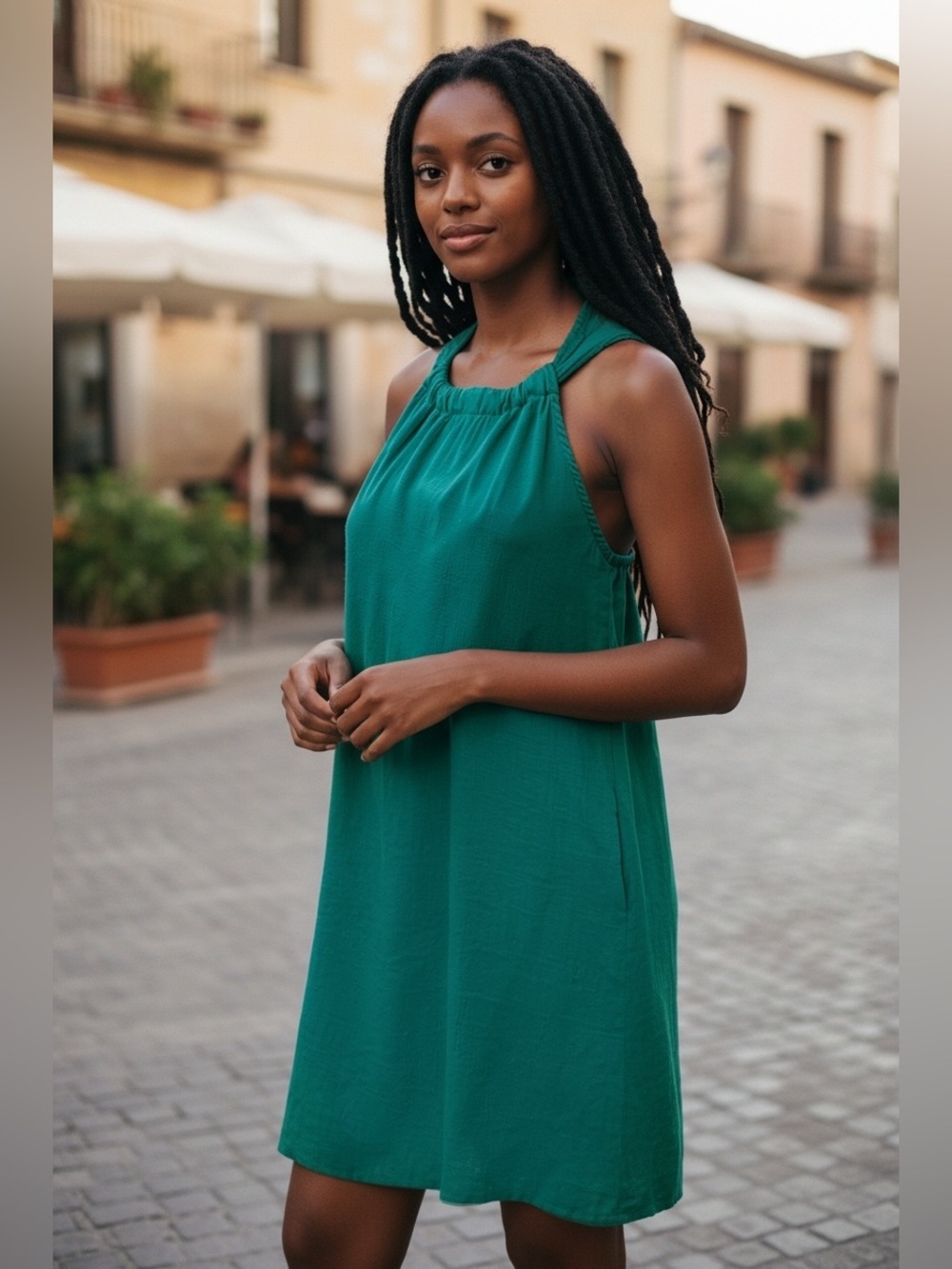 Kelly Green Halter Summer Dress Size M